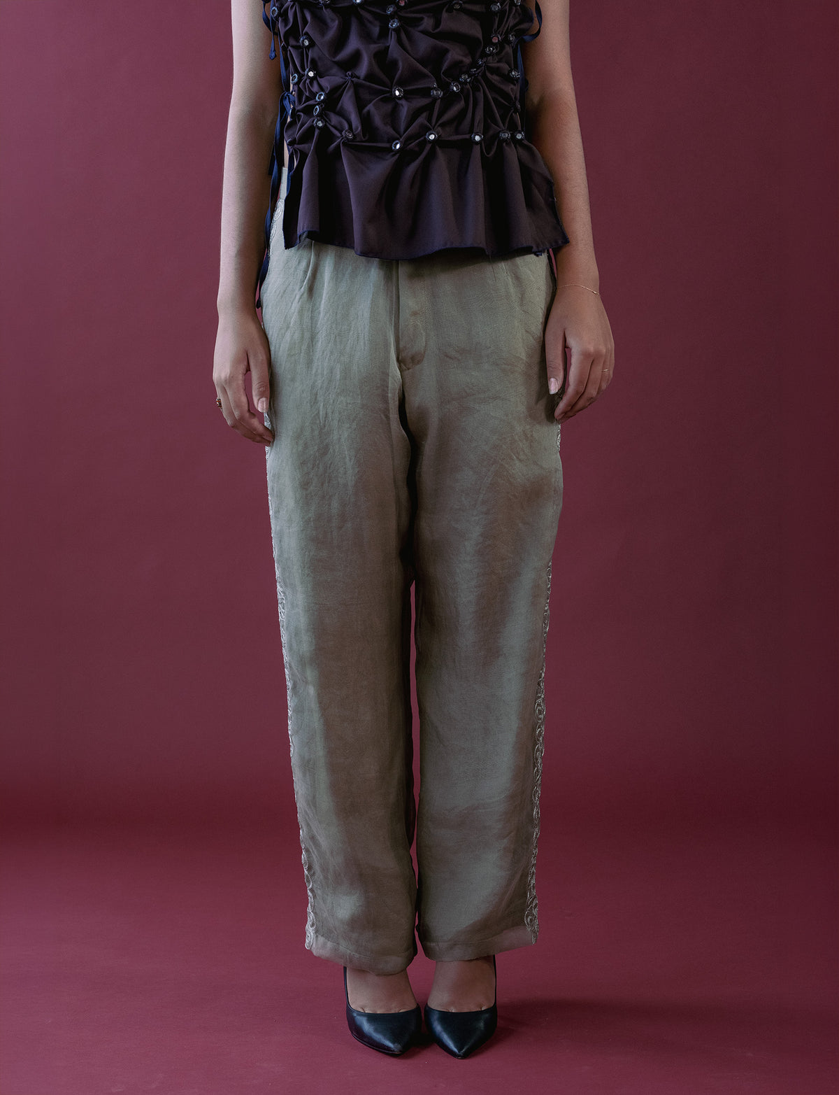 no 03 / Aari Embroidered Chainmail Trousers