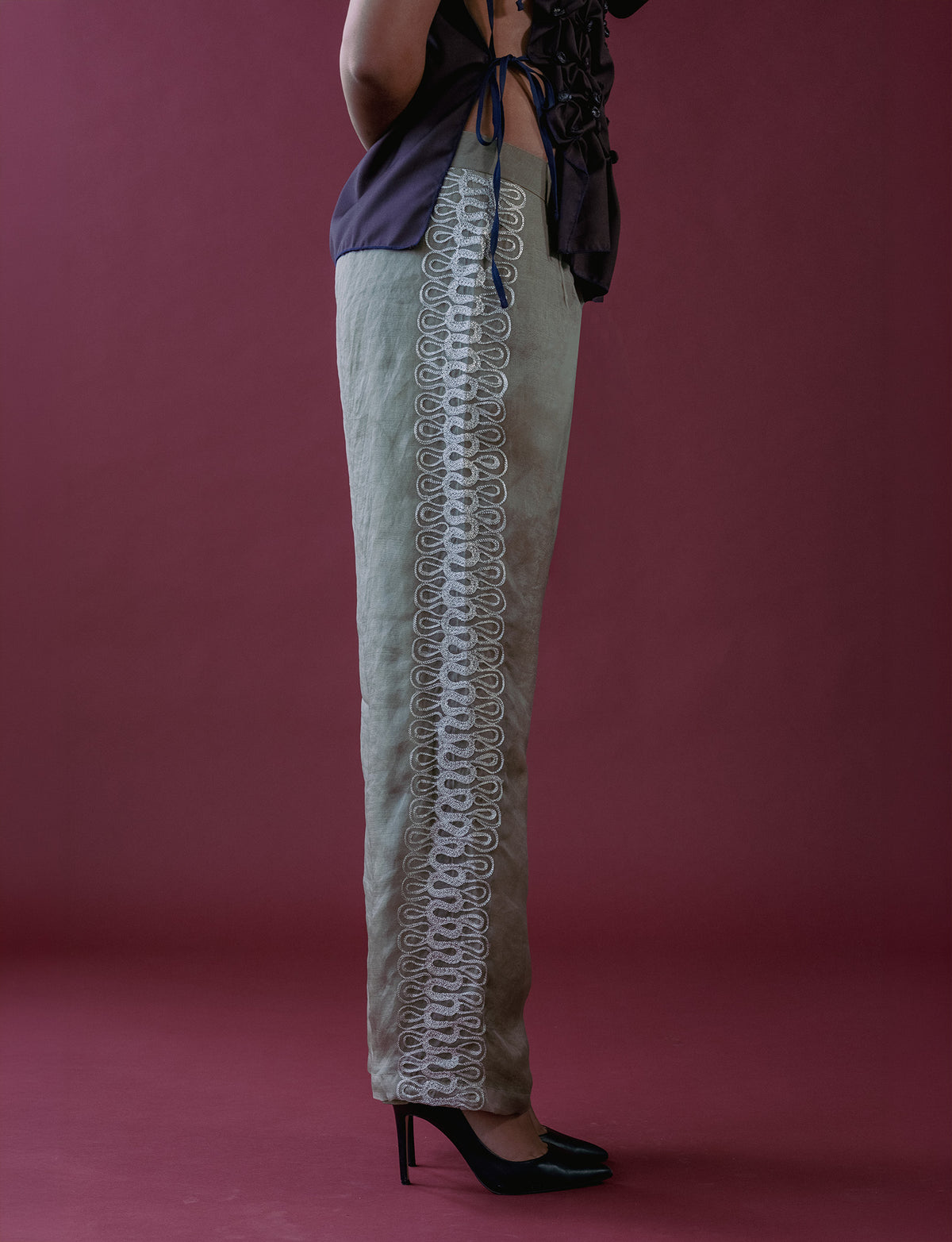 no 03 / Aari Embroidered Chainmail Trousers