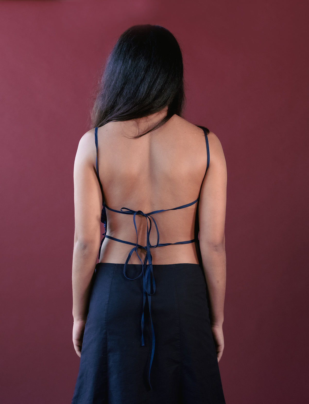 no 07 / Navy Sitaaray Tie Top [Backless]