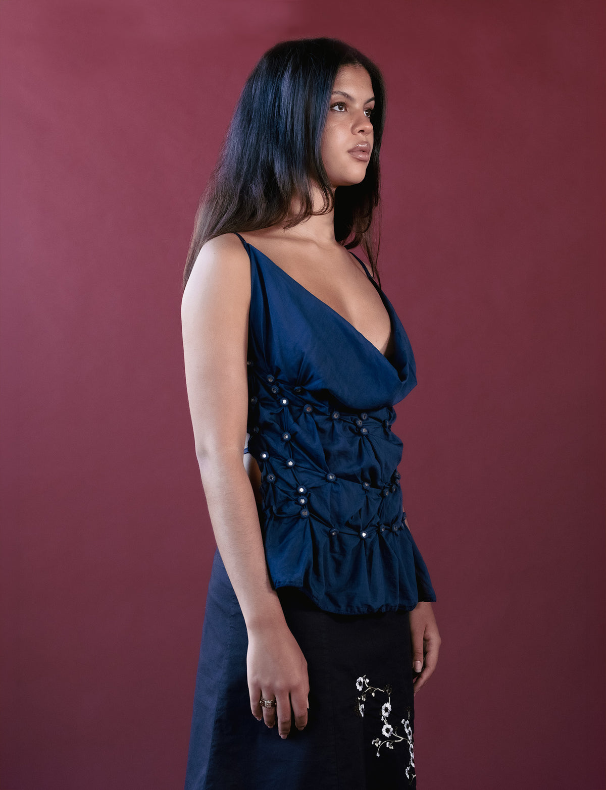 no 07 / Navy Sitaaray Tie Top [Backless]